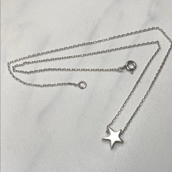 Jewelry - 17" Sterling silver star pendant paper clip‎ chain necklace 925